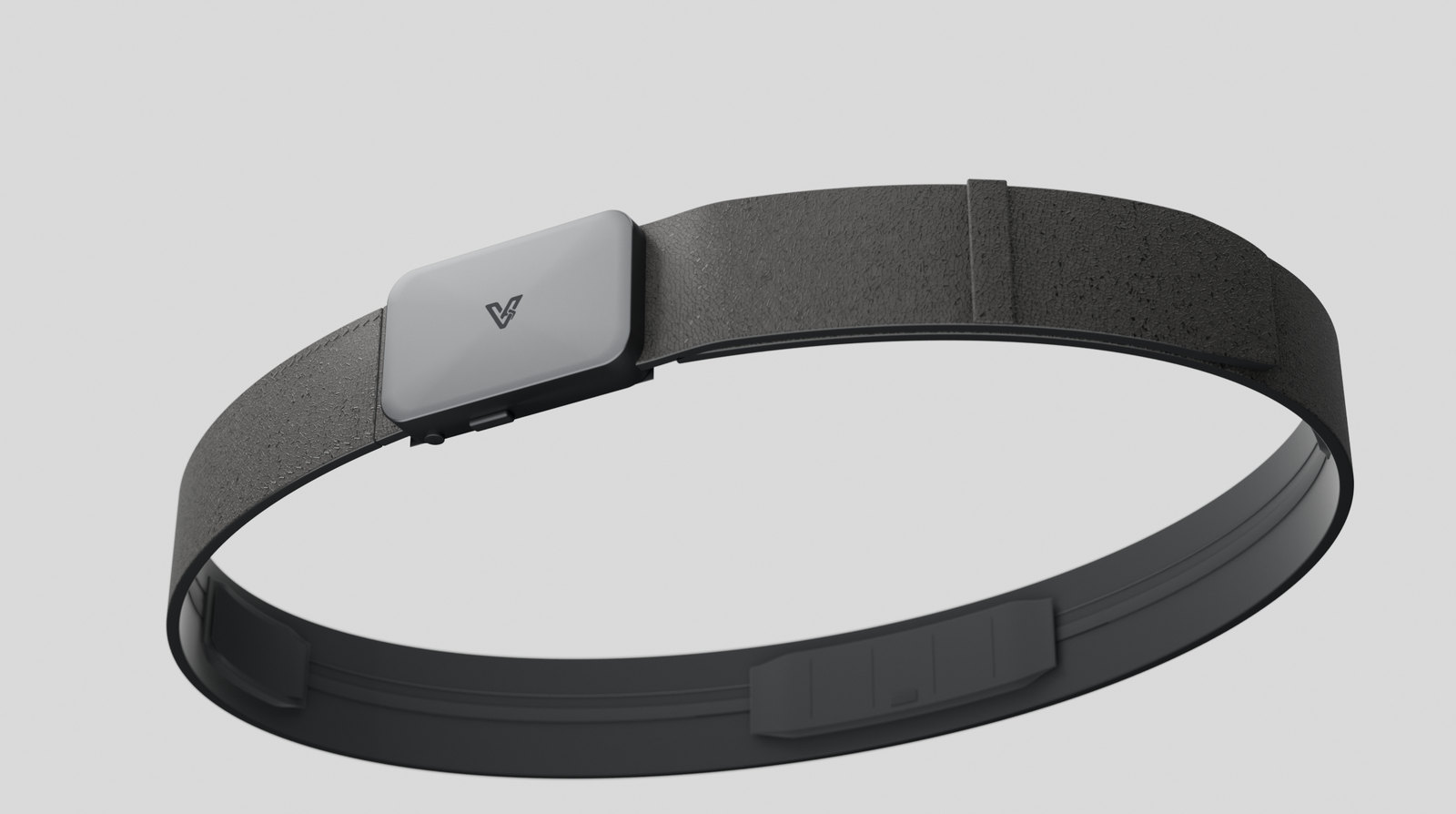 Vyldor belt seen from below, showing the contextual button and the buckle release